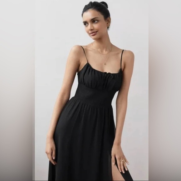 Elegant Black Spaghetti Strap midi Dress size XXL 🌸🌹🌺 BG 08